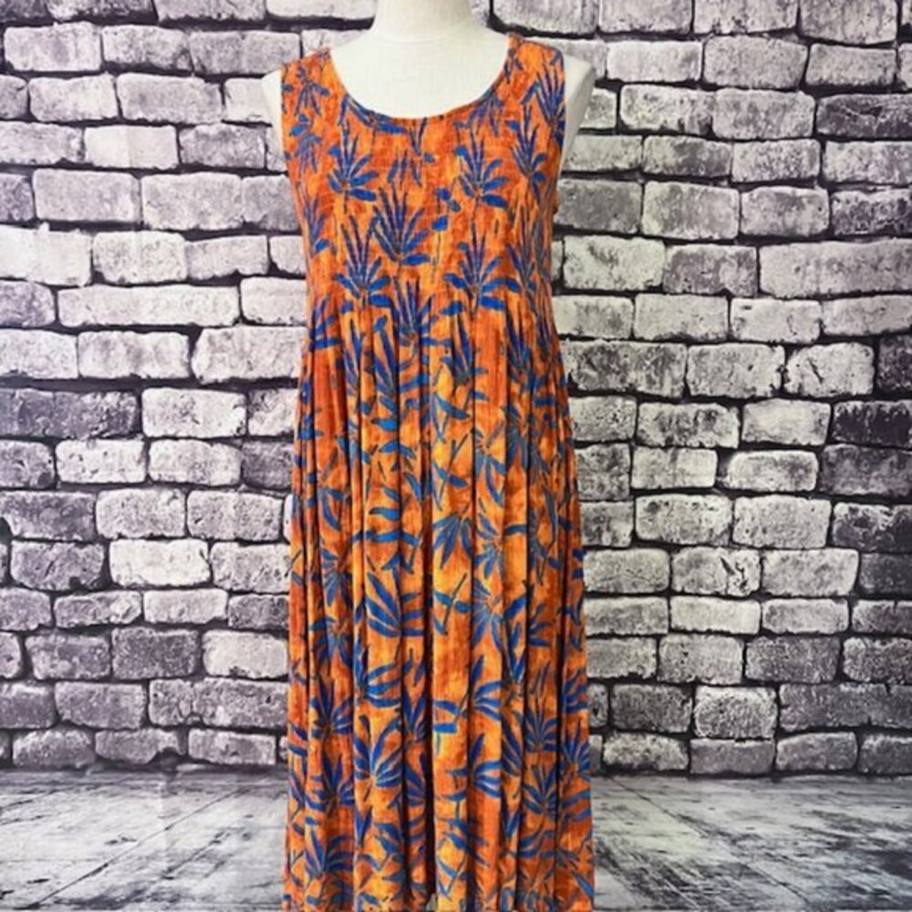 Mirror Image Orange & Blue Scoop Neck Dress/Cover Up Size L - Picture 1 of 10
